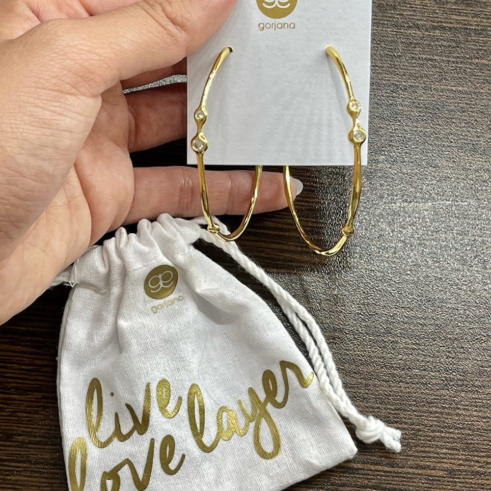 Gorjana Large Gold Hoops with cubic zirconia